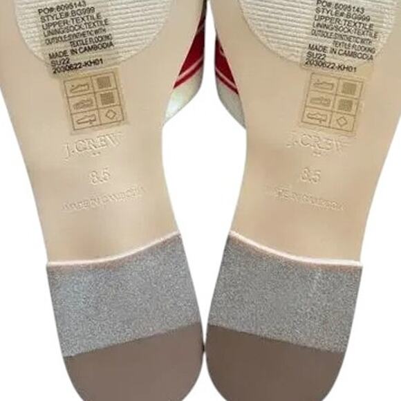 J.Crew Red/ Ivory Stripe Print Knot Slide Sandals, US8.5 - Picture 5 of 8